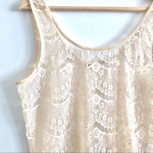 Cotton Candy Cream White Lace Tank Top